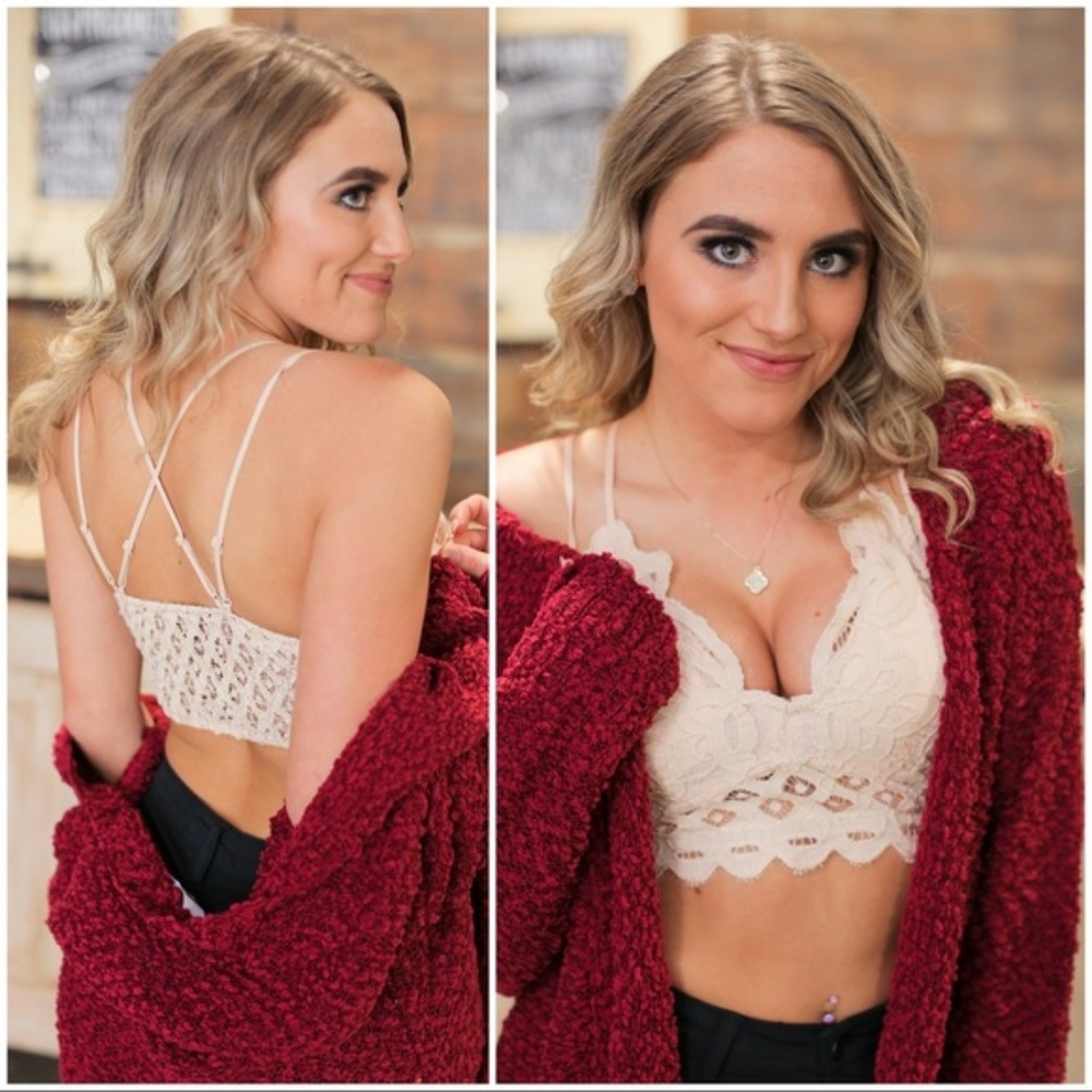 LAST ONE! Champagne Lace Padded Bralette - Picture 3 of 4